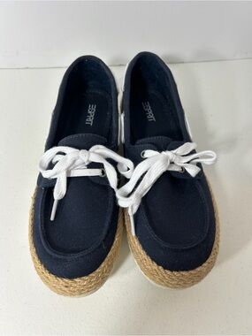Esprit Navy Canvas Espadrille with White Laces